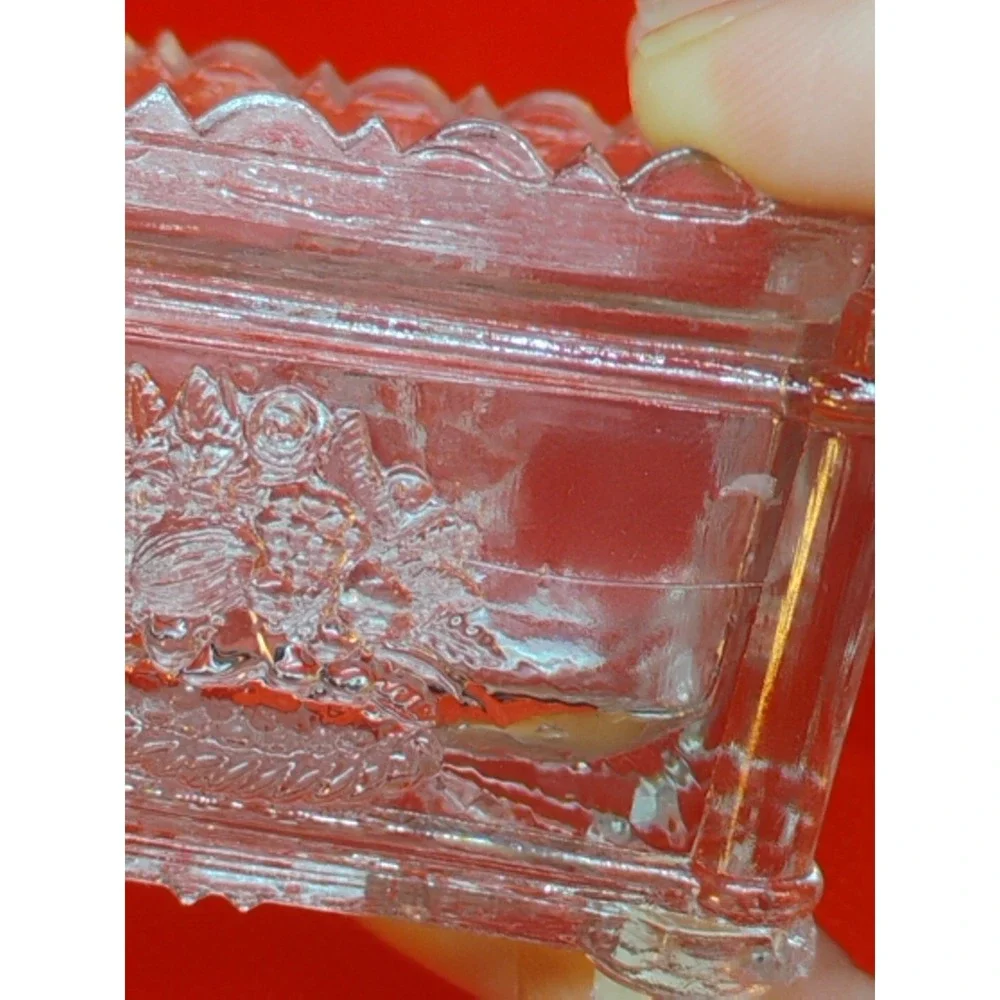 Antique New England NE Glass Company Boston Lacy Salt Dip Cellar 1820-1850s Flaw